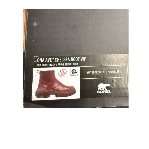 NEW Sorel Ona Ave Chelsea Ankle Waterproof Boots Epic Plum Black - Picture 3 of 6